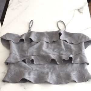 Gray plaid crop top, small.
